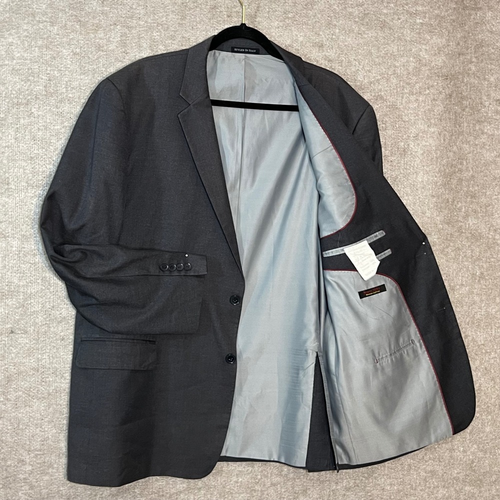 Renoir Blazer Mens 46R Gray Wool Blend Two Button Sport Coat Jacket